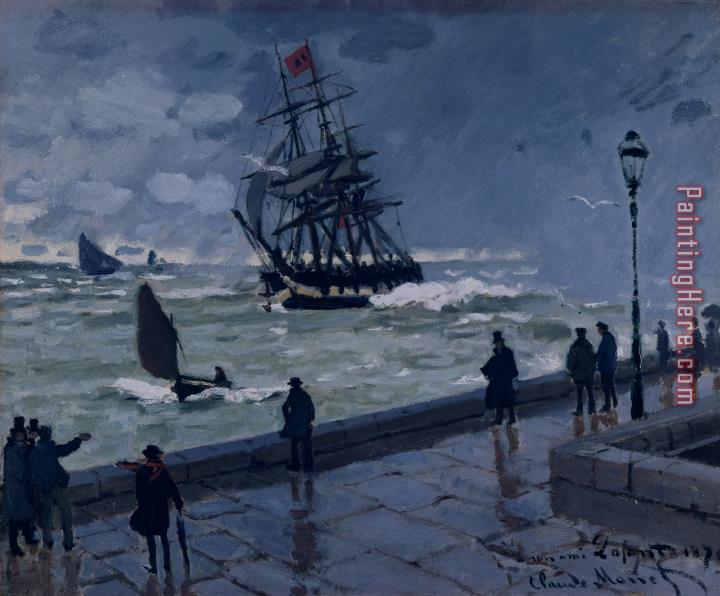 Claude Monet The Jetty at Le Havre in Bad Weather